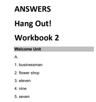 Hang Out 2 Workbook Answer Key Hang Out 2 Workbook Answer Key