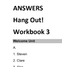 Hang Out 3 Workbook Answer Keys Hang Out 3 Workbook Answer Keys