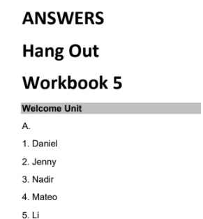 Hang Out 5 Workbook Answer Key Hang Out 5 Workbook Answer Key