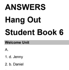 Hang Out 6 Student Books Answer Key Hang Out 6 Student Books Answer Key