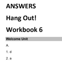 Hang Out 6 Workbook Answer Key Hang Out 6 Workbook Answer Key