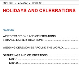 Holidays and Celebrations - English No 16 (544) April 2011