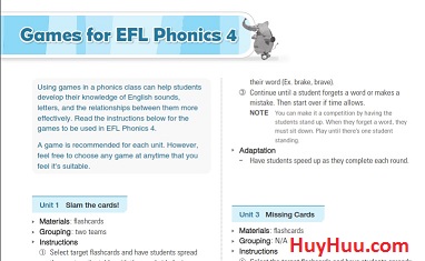 EFL Phonics 3rd Edition Level 4 Game Ideas EFL Phonics 3rd Edition Level 4 Game Ideas