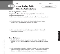 California Mathematics (Concepts Skills Problem Solving) Grade 7 Lesson Reading Guide