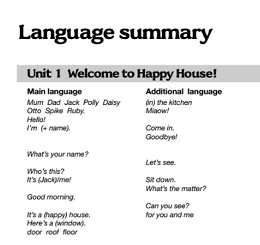 OXFORD Happy House 1 Language Summary